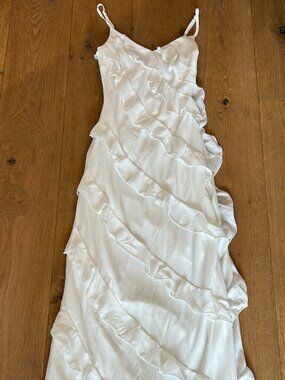 Petal & Pup White Ruffle Midi Dress Size Small Wedding Bridal Shower